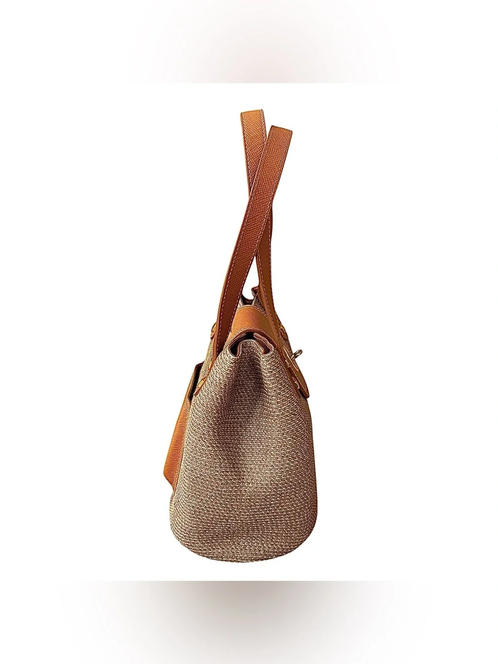 ERIC JAVITS “Squishee” Straw & Leather Small Bag